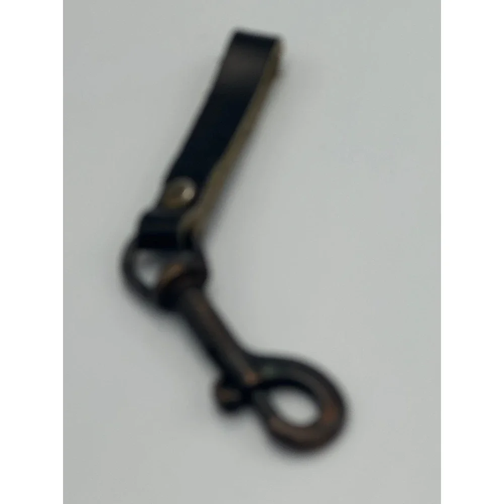 Vintage Leather Belt Loop Key Fob Swivel Snap Hook USA Stamped Hardware Black